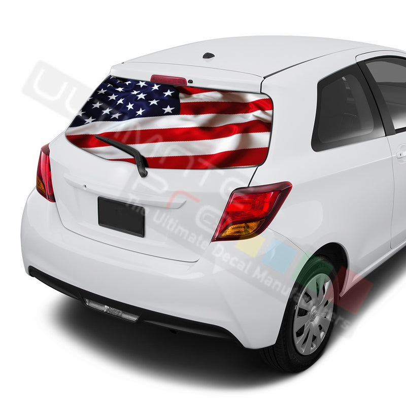 USA Flag Perforated Decals compatible with Toyota Yaris