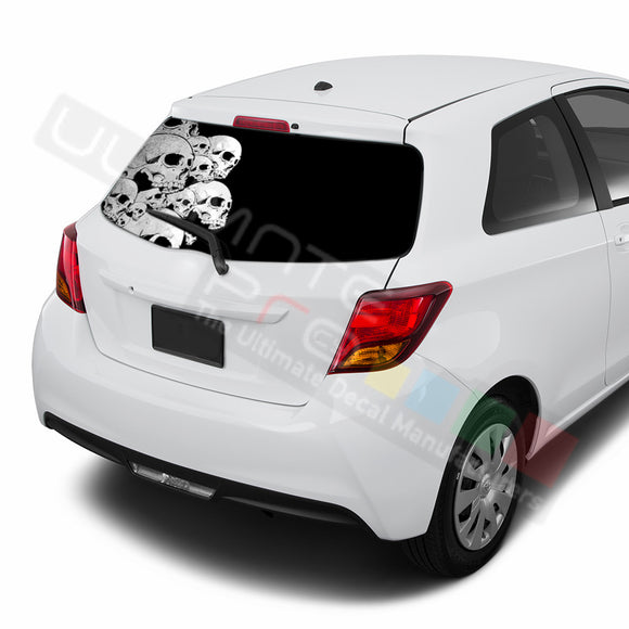 Skulls Perforated Decals compatible with Toyota Yaris