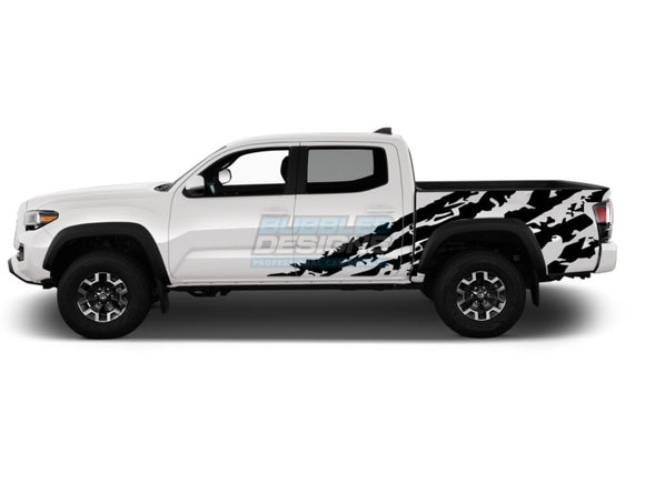 Bed Splash Decal Design Graphics Vinyl Compatible With Toyota Tacoma 2004-Present Black Decals