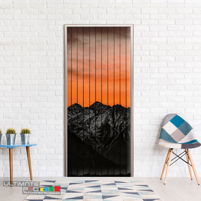 Door Curtain ideas for Decoration Mountains 3 Curtain printed Design