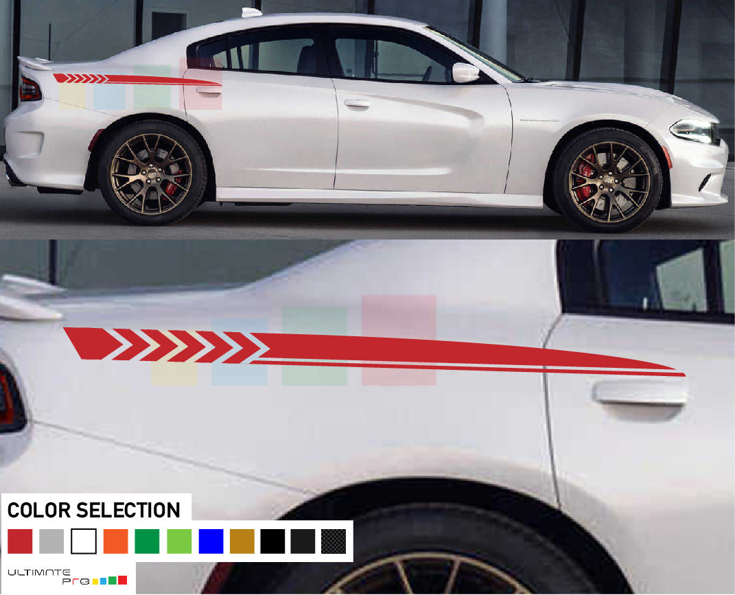 Dodge Charger 2011-2023 Rocker to Door Accent Side Stripes Decals (Choose Color