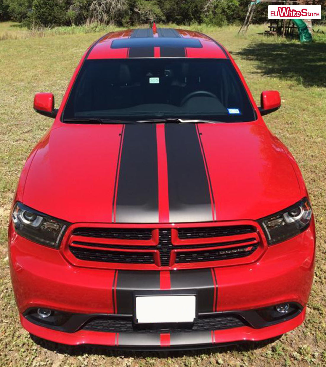 thumbnail image 2 of Dodge Durango Carbon Fiber Look License Plate Frame With Red Stripes – Front Mount – Aluminum 2 of 6