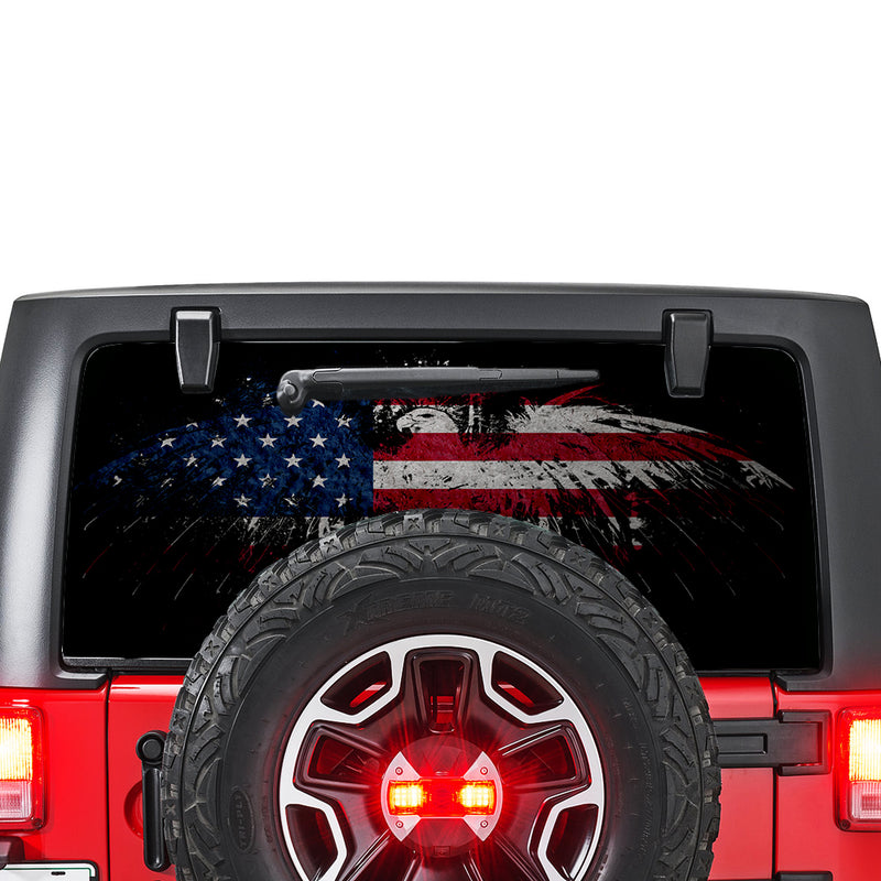 Flag USA Eagle Perforated for Jeep Wrangler JL, JK decal 2007 - Present