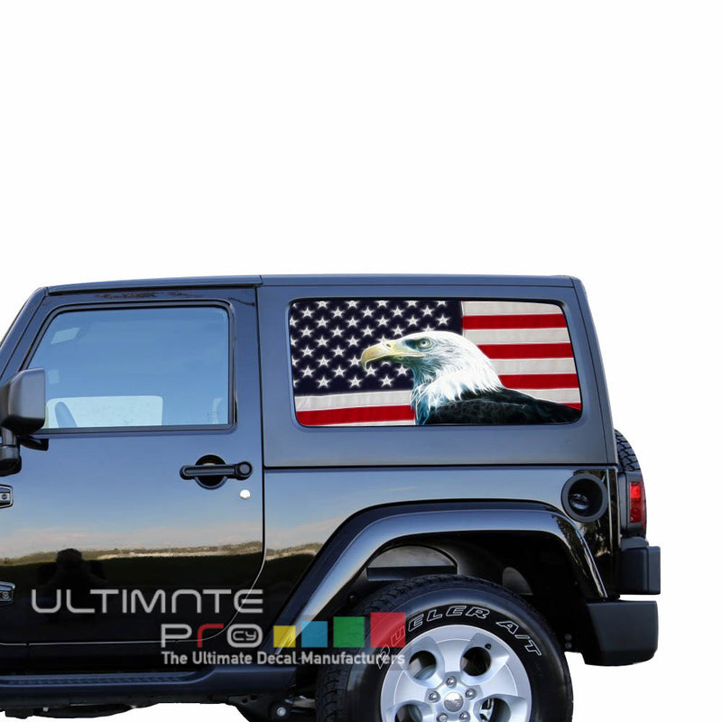 Copy of Rear Window USA Eagle Perforated for Jeep Wrangler JL, JK decal 2007 - Present
