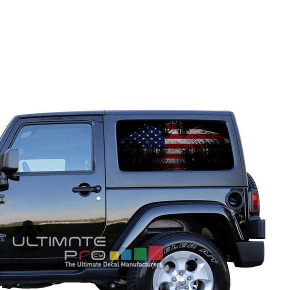 Rear Window USA Flag Eagle Perforated for Jeep Wrangler JL, JK decal 2007 - Present
