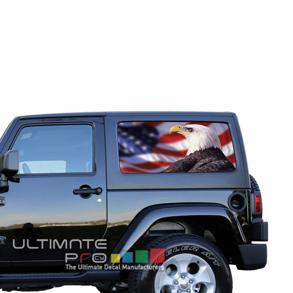 Rear Window Flag Eagle Perforated for Jeep Wrangler JL, JK decal 2007 - Present