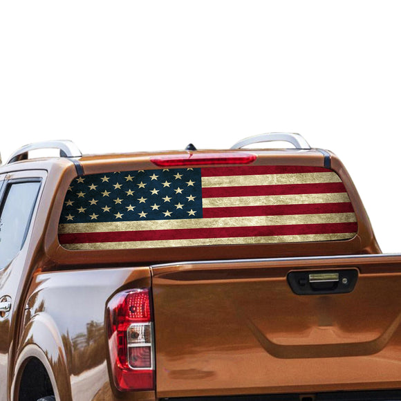 USA Flag Rear Window Perforated for Nissan Navara decal 2012 - Present