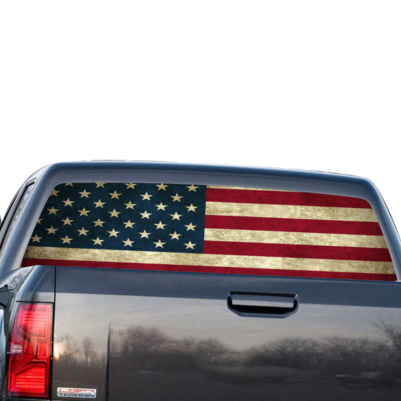 USA Flag Perforated for GMC Sierra decal 2014 - Present