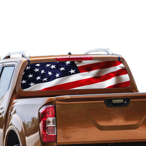 USA Flag 1 Rear Window Perforated for Nissan Navara decal 2012 - Present