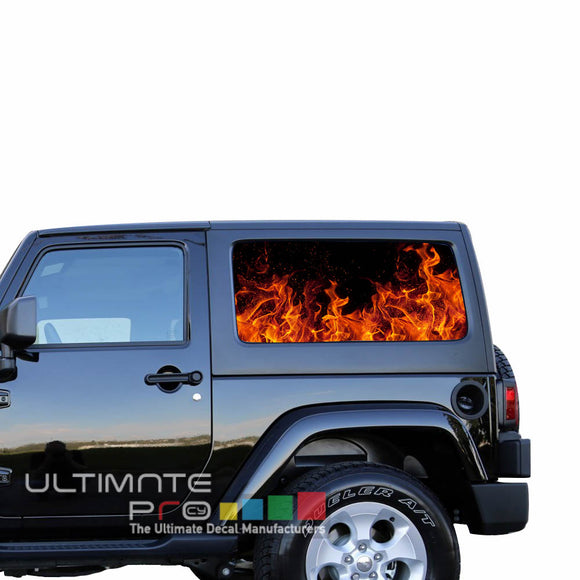 Rear Window Flames Perforated for Jeep Wrangler JL, JK decal 2007 - Present