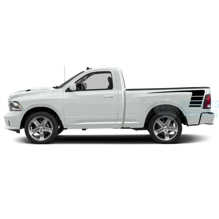 Hockey Hood Stripes Decals Graphics Vinyl For Dodge Ram Regular Cab 1500 Black / 2019-Present Hood