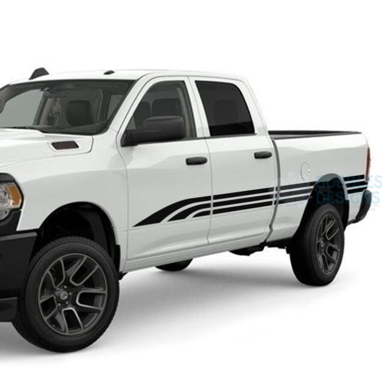 Line Stripes Door Decals Graphics Vinyl For Dodge Ram Crew Cab 2500 Black / 2019-Present Side Door