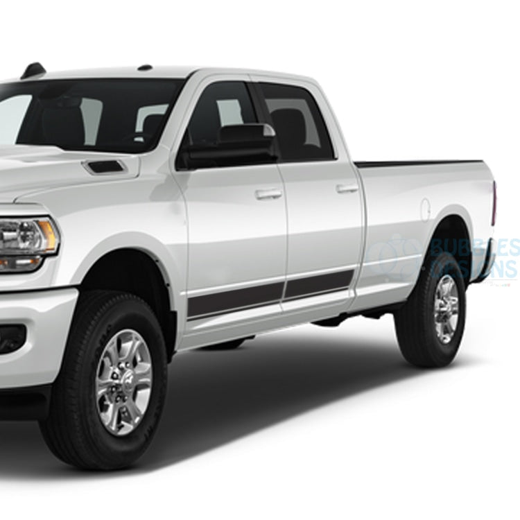 Line Stripes Side Door Decals Graphics Vinyl For Dodge Ram Crew Cab 3500 Bed 8 Black / 2019-Present