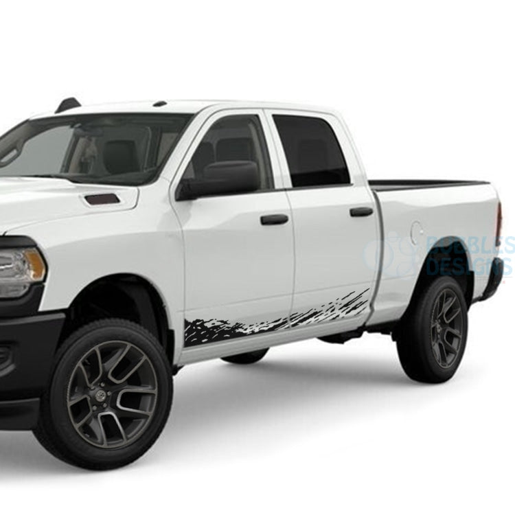 Lower Splash Stripes Door Decals Graphics Vinyl For Dodge Ram Crew Cab 2500 Black / 2019-Present