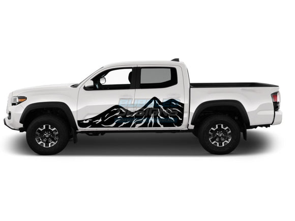 Mountain Sticker Design Graphics Vinyl Compatible With Toyota Tacoma 2004-Present Black Side Decals