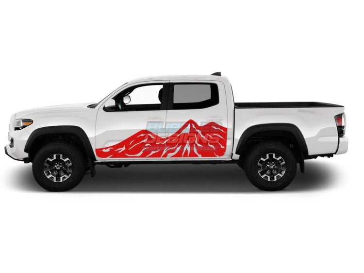 Retro Mountain Adventure Tri-Color Sticker Decal For Toyota – Red Vinyl Graphic
