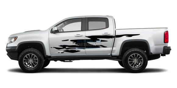 Side Door Splash 1 Decal Graphics Vinyl Design For Chevrolet Colorado 2015 - Present Black Decals /