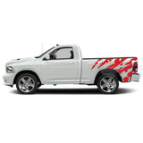 Side Shred Decals Graphics Vinyl For Dodge Ram Regular Cab 1500 Black / 2002-2008 Side Door Stripes