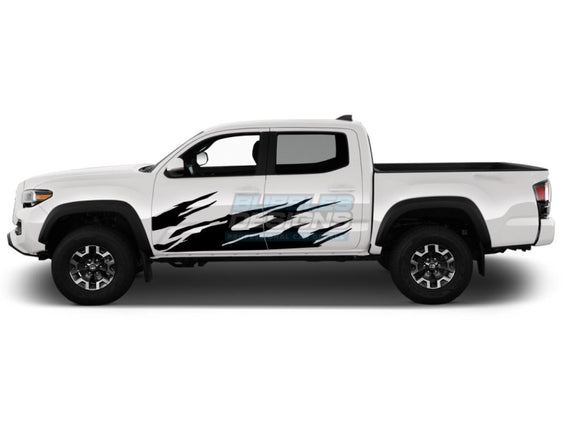 Side Splash Decal Graphics Design Vinyl Compatible With Toyota Tacoma 2004-Present Black Decals /