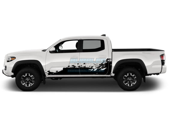 Side Sticker Splash Design Graphics Vinyl Compatible With Toyota Tacoma 2004-Present Black Decals /