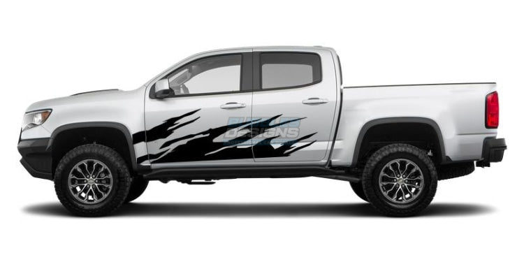 Splash Side Doors Decal Graphics Vinyl Design For Chevrolet Colorado 2015 - Present Black Side