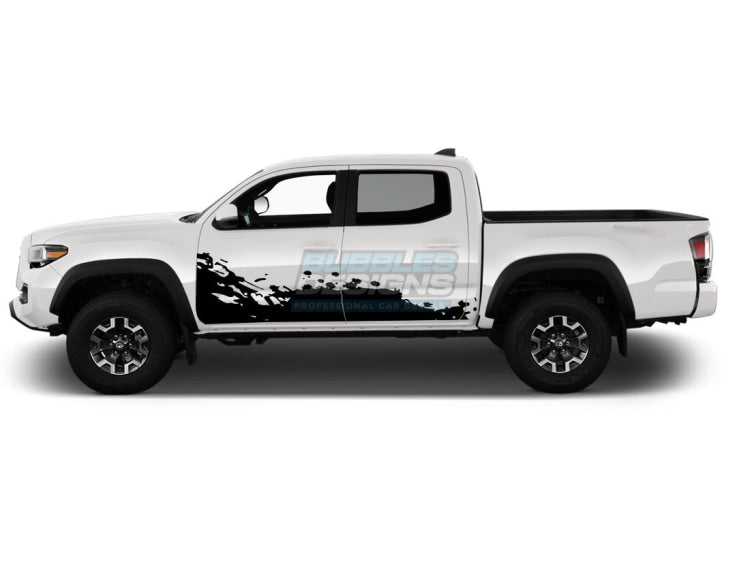 Splash Sticker Graphics Design Side Vinyl Compatible With Toyota Tacoma 2004-Present Black Side