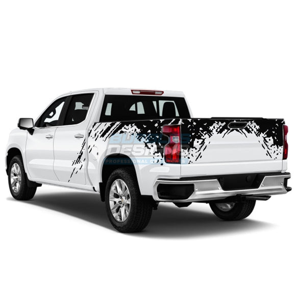 Tailgate And Bed Splash Decal Design Graphics Vinyl For Chevrolet Silverado 2015 - Present Black