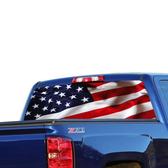 USA Flag Perforated for Chevrolet Silverado decal 2015 - Present